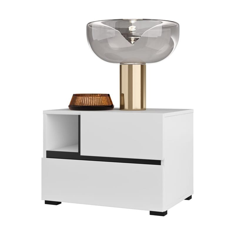 Sängbord Cross S med 2 lådor - Vit - Möbler - Sovrum - Sängbord