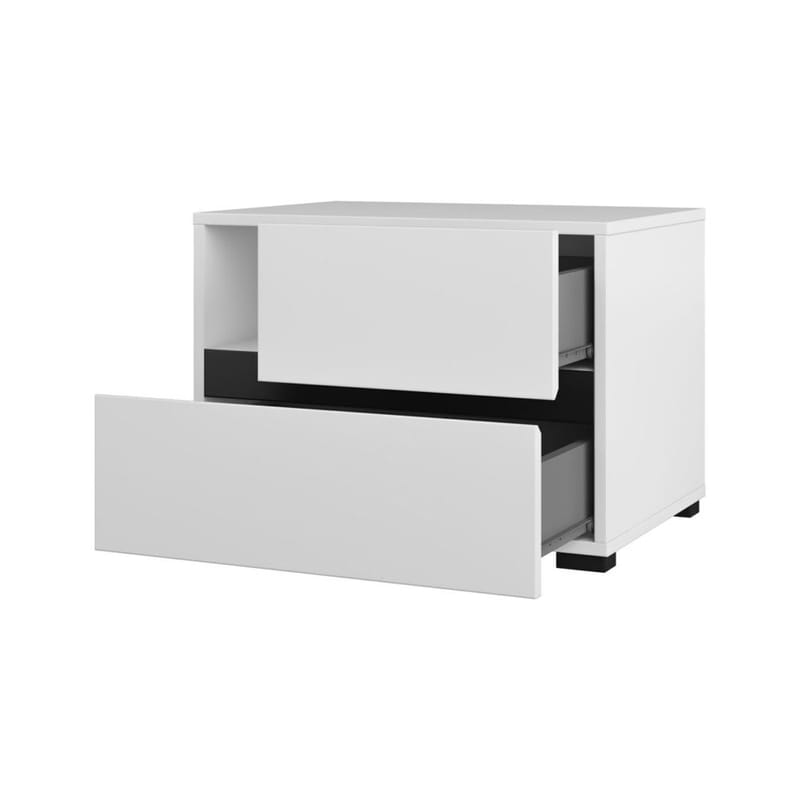 Sängbord Cross S med 2 lådor - Vit - Möbler - Sovrum - Sängbord