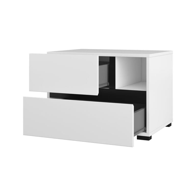 Sängbord Cross S med 2 lådor - Vit - Möbler - Sovrum - Sängbord