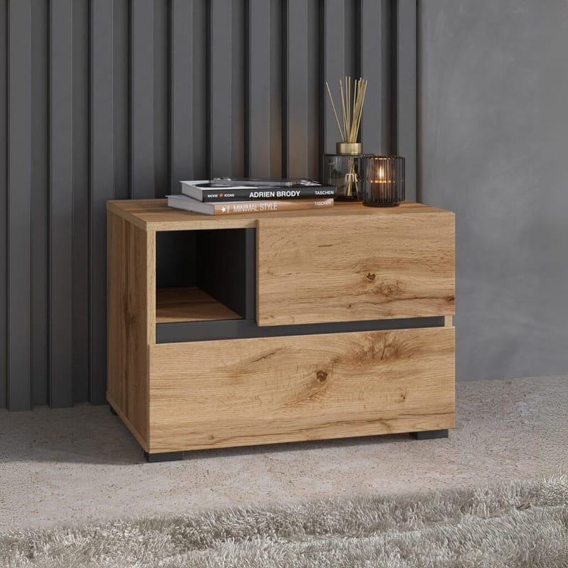 Sängbord Cross S med 2 lådor - Wotan Ek - Möbler - Sovrum - Sängbord