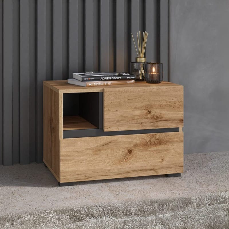 Sängbord Cross S med 2 lådor - Wotan Ek - Möbler - Sovrum - Sängbord