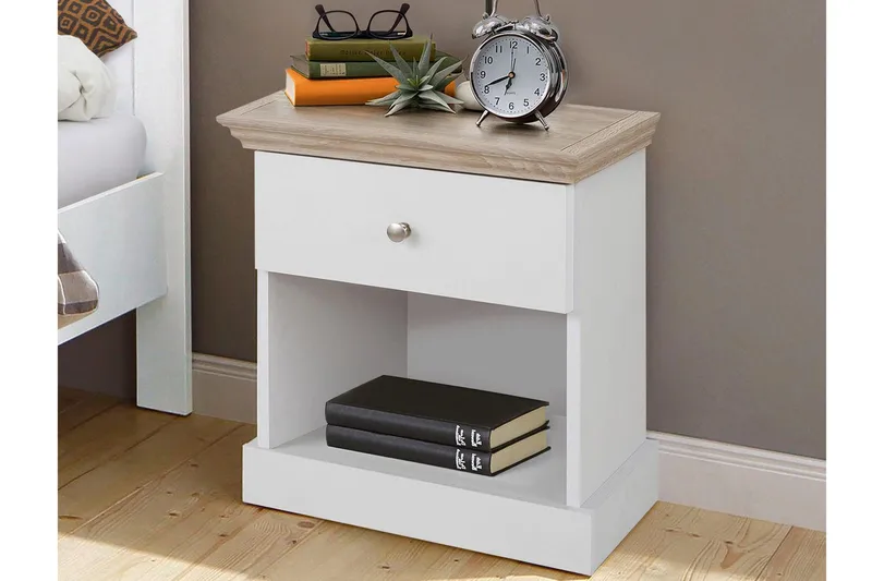 Dareia Sängbord 45 cm - Vit/Brun - Möbler - Sovrum - Sängbord