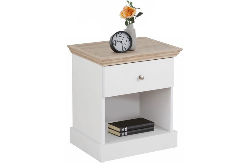 Dareia Sängbord 45 cm - Vit/Brun - Möbler - Sovrum - Sängbord