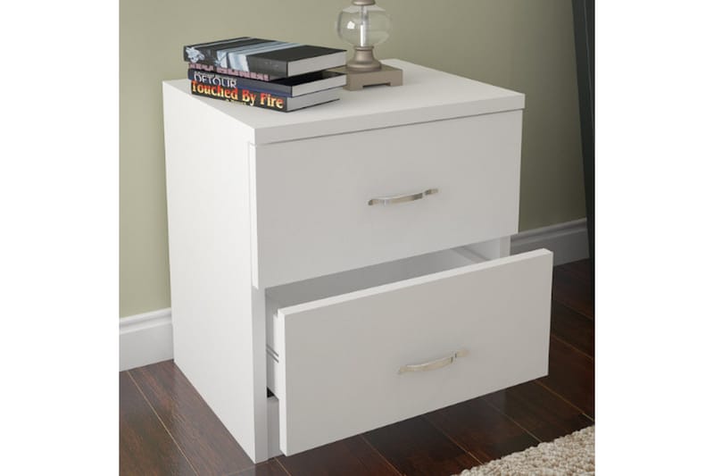 Decorotika Sängbord 40 cm med Förvaring 2 Lådor - Vit - Möbler - Sovrum - Sängbord
