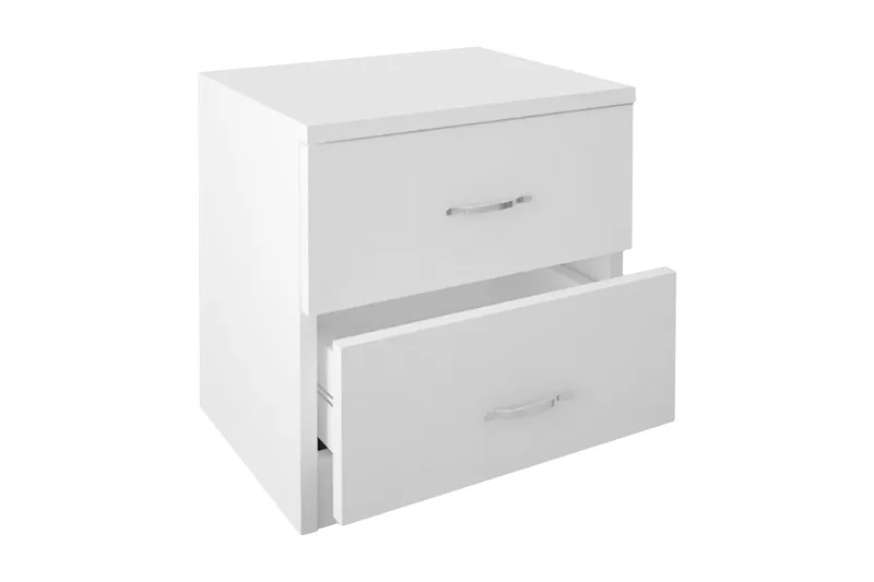 Decorotika Sängbord 40 cm med Förvaring 2 Lådor, Vit