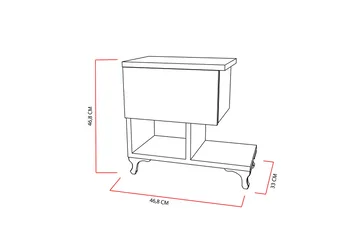 Decorotika Sängbord 46 cm med Förvaring Låda + Hyllor Ben - Vit - Möbler - Sovrum - Sängbord