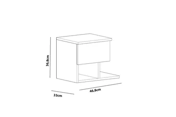 Decorotika Sängbord 46 cm med Förvaring Låda + Hyllor - Vit - Möbler - Sovrum - Sängbord