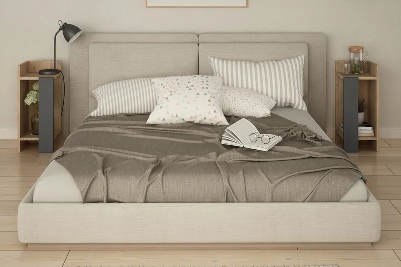 Decorta Sängbord 27 cm - Ekfärg/Mörkgrå - Möbler - Sovrum - Sängbord