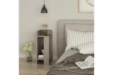 Decorta Sängbord 27 cm med Förvaring Hyllor + Luckor Vänster - Grå - Möbler - Sovrum - Sängbord