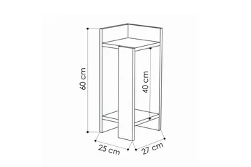Decorta Sängbord 27 cm med Förvaring Hyllor Vänster - Grå/Brun - Möbler - Sovrum - Sängbord