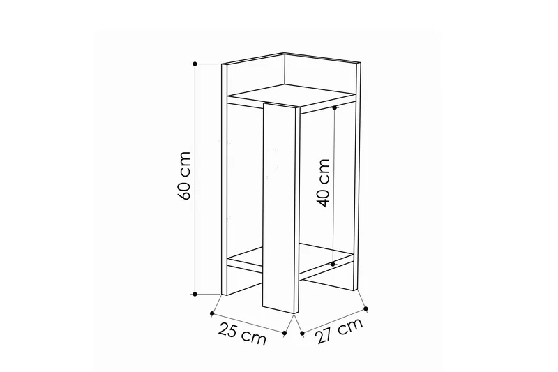 Decorta Sängbord 27 cm med Förvaring Hyllor Vänster - Grå/Brun - Möbler - Sovrum - Sängbord