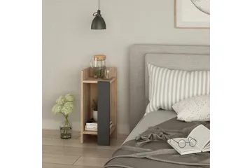 Decorta Sängbord 27 cm med Förvaring Hyllor Vänster - Grå/Brun - Möbler - Sovrum - Sängbord