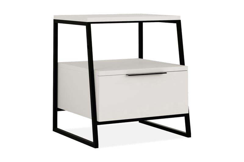 ELDGARNSÖ Sängbord 45 cm med Förvaring Hylla + Lucka Vit/Sva - Sängbord - Bord