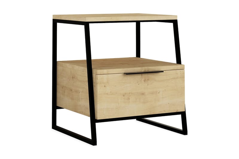 ELDGARNSÖ Sängbord 45 cm med Förvaring Hylla+Lucka Ljusbrun/ - Brun - Möbler - Sovrum - Sängbord