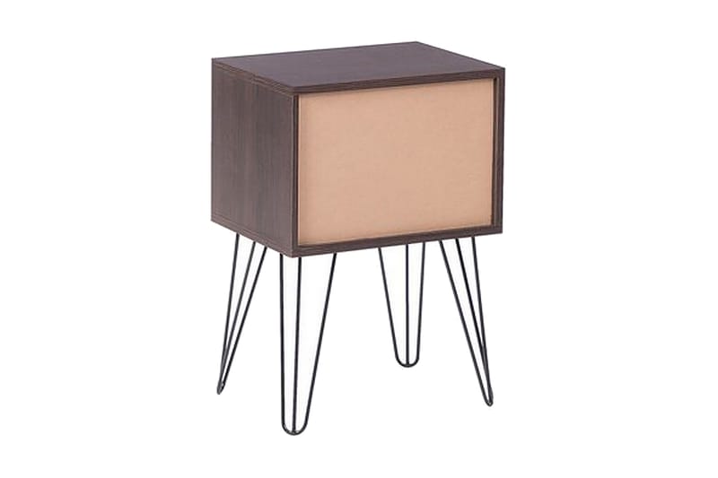 ELLYCE Sängbord 40 cm med Förvaring Låda + Hylla Mörkbrun/Vi - Sängbord - Bord