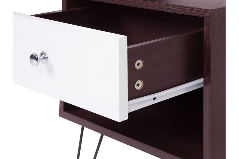 ELLYCE Sängbord 40 cm med Förvaring Låda + Hylla Mörkbrun/Vi - Sängbord - Bord