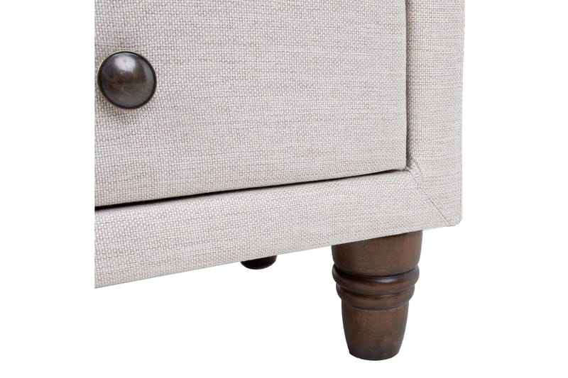 Emilia Sängbord med Förvaring och Lådor i Tyg med Träben - Beige - Möbler - Sovrum - Sängbord