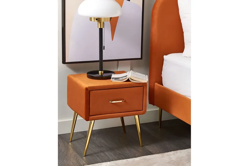 Sängbord Flayat Orange, guld - Orange, guld - Möbler - Sovrum - Sängbord