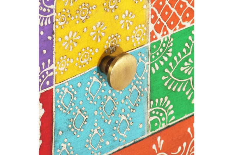 Handmålat sängbord 40x30x50 cm massivt mangoträ - Flerfärgad - Sängbord - Bord