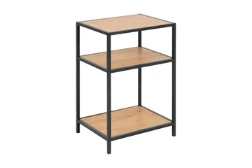 Hasslevik Sängbord 35 cm med Förvaring Hyllor - Natur/Svart - Möbler - Sovrum - Sängbord