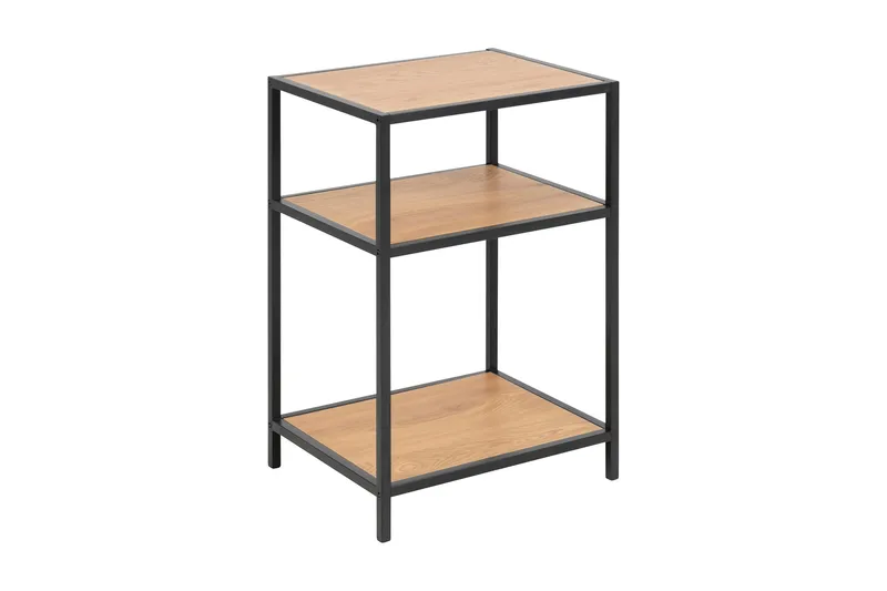 Hasslevik Sängbord 35 cm med Förvaring Hyllor - Natur/Svart - Möbler - Sovrum - Sängbord