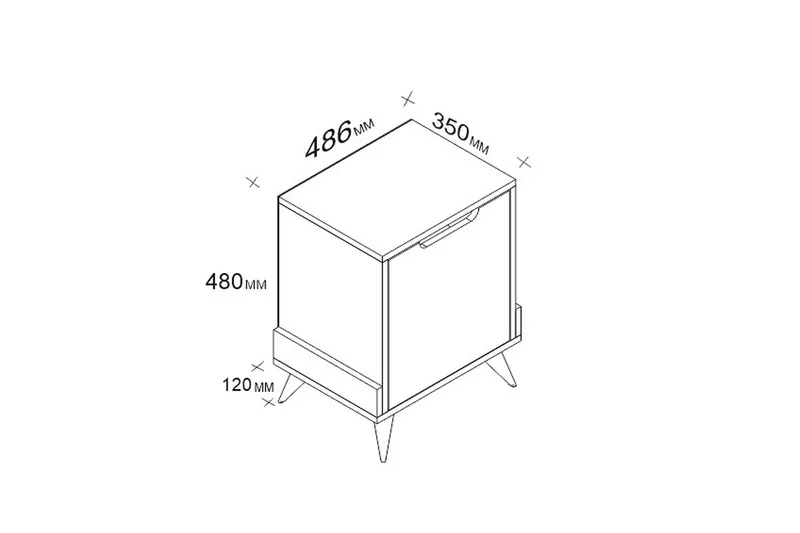 Hejde Sängbord 35 cm med Förvaring Skåp - Vit/Brun - Möbler - Sovrum - Sängbord