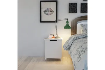 Hejde Sängbord 39 cm med Förvaring Skåp - Vit - Möbler - Sovrum - Sängbord