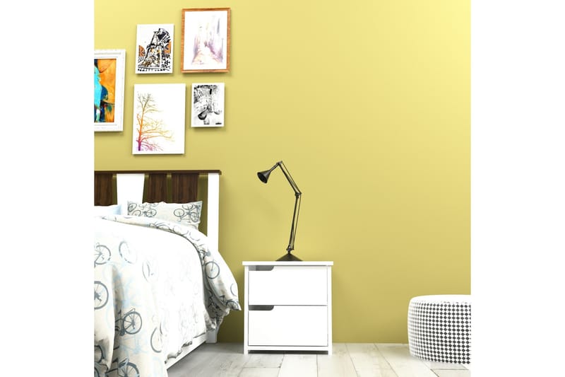 Hejde Sängbord 40 cm med Förvaring 2 Lådor - Vit - Möbler - Sovrum - Sängbord