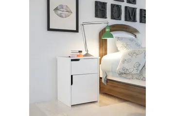 Hejde Sängbord 40 cm med Förvaring 2 Skåp - Vit - Möbler - Sovrum - Sängbord