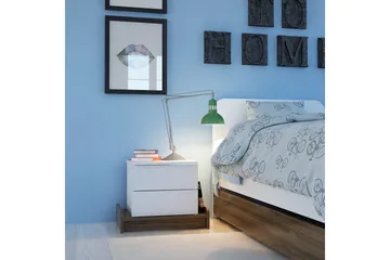 Hejde Sängbord 60 cm med Förvaring 2 Lådor - Vit/Brun - Möbler - Sovrum - Sängbord