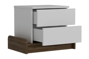 Hejde Sängbord 60 cm med Förvaring 2 Lådor - Vit/Brun - Möbler - Sovrum - Sängbord