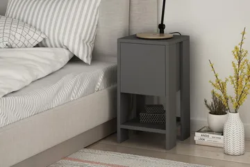 Homitis Sängbord 30 cm med Förvaring Hylla + Lucka - Mörkgrå - Möbler - Sovrum - Sängbord