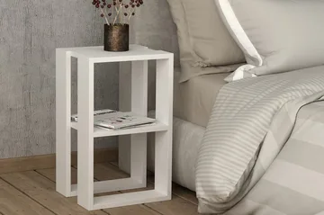 Homitis Sängbord 30 cm med Förvaring Hylla - Vit - Möbler - Sovrum - Sängbord