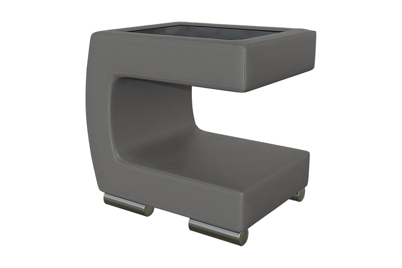 Honstad Sängbord 32 cm Vänster, Konstläder/Glas/Mörkgrå/Svart