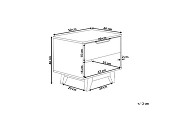 Hultz Sängbord 50 cm med Förvaring Låda + Hylla - Vit - Möbler - Sovrum - Sängbord