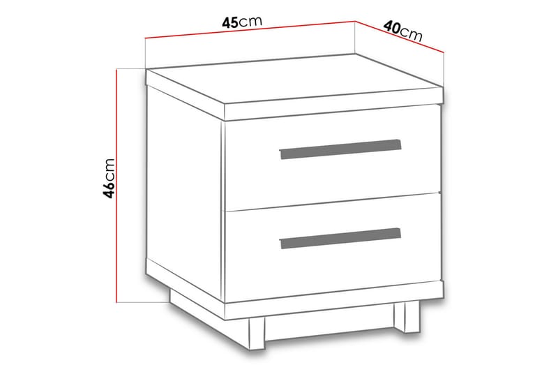 ILMARI Sängbord 40 cm med Förvaring 2 Lådor Ekfärg/Svart - Ek/Svart - Sängbord - Bord