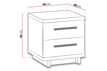 Ingram Sängbord 40 cm med Förvaring 2 Lådor - Ekfärg/Svart - Möbler - Sovrum - Sängbord