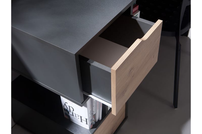 IWA Sängbord 40 cm med Förvaring 2 Lådor Vit/Ekfärg - Vit/Ek - Sängbord - Bord