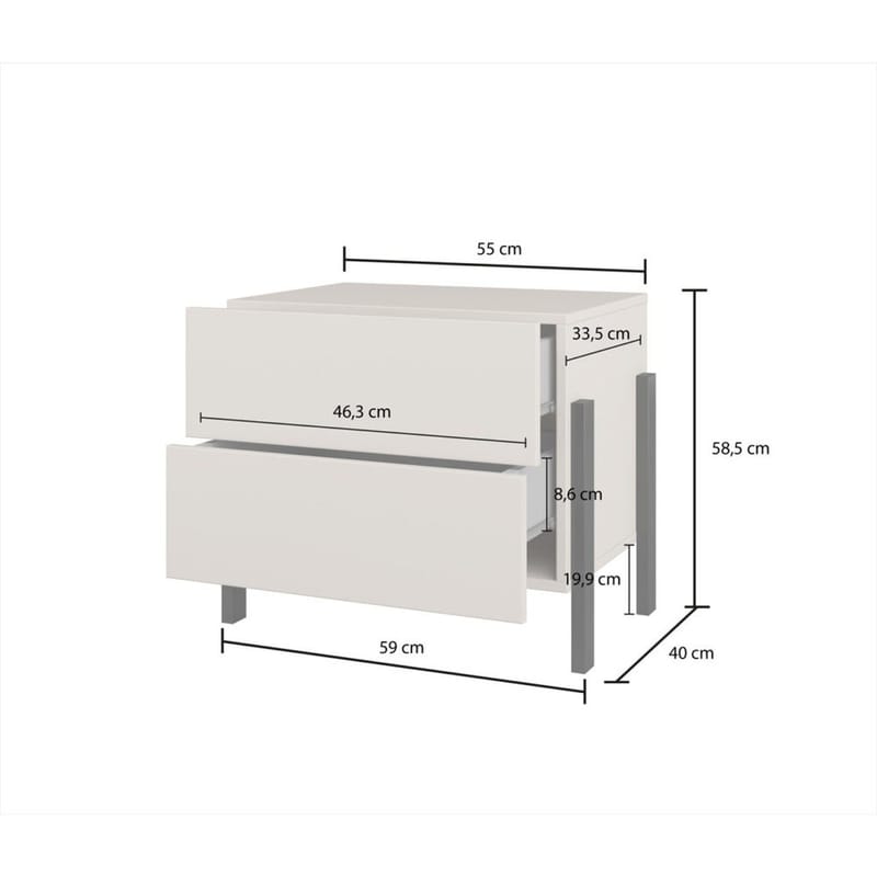 Sängbord Jukon S med 2 Lådor - Möbler - Sovrum - Sängbord
