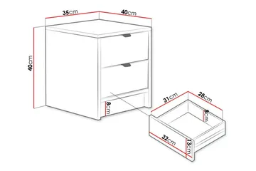 Kintore Sängbord 35 cm - Svart - Möbler - Sovrum - Sängbord