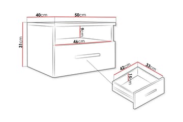 Kintore Sängbord 50 cm - Vit - Möbler - Sovrum - Sängbord