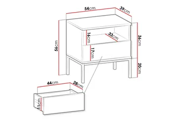 Klinkerville Sängbord 54 cm - Svart - Möbler - Sovrum - Sängbord