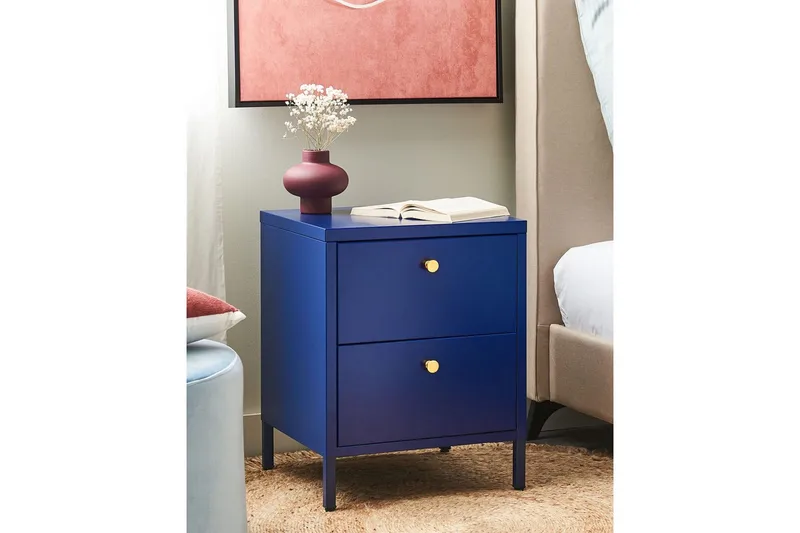 Sängbord Kylea Blå, guld - Blå, guld - Möbler - Sovrum - Sängbord