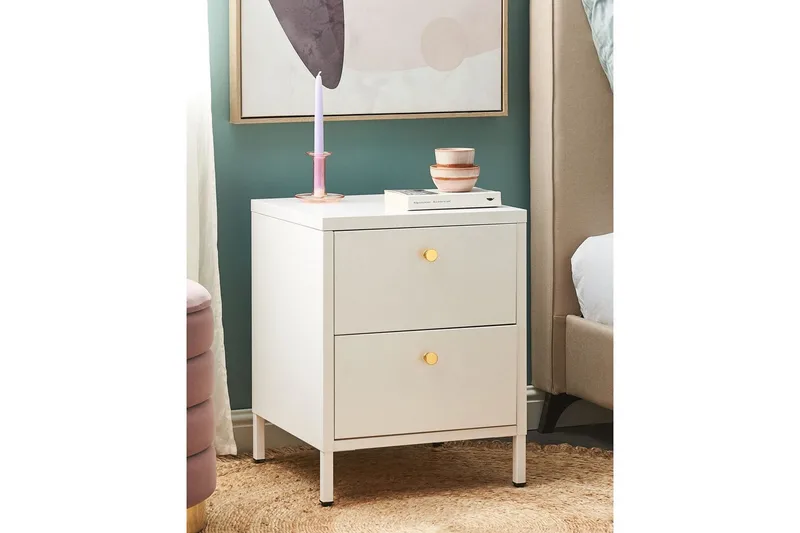Sängbord Kylea Vitt, guld - Vitt, guld - Möbler - Sovrum - Sängbord