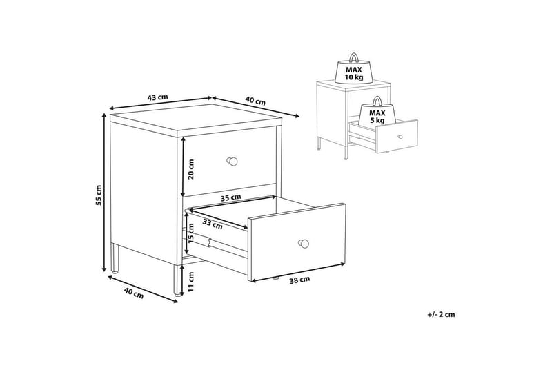 Sängbord Kylea Vitt, guld - Vitt, guld - Möbler - Sovrum - Sängbord