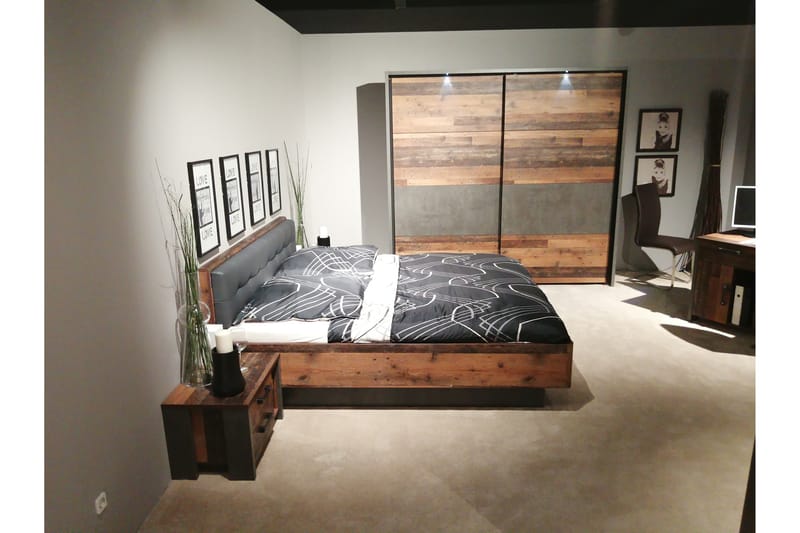 LEVALSA Sängbord 62 cm med Förvaring 2 Lådor Brun/Grå - Sängbord - Bord