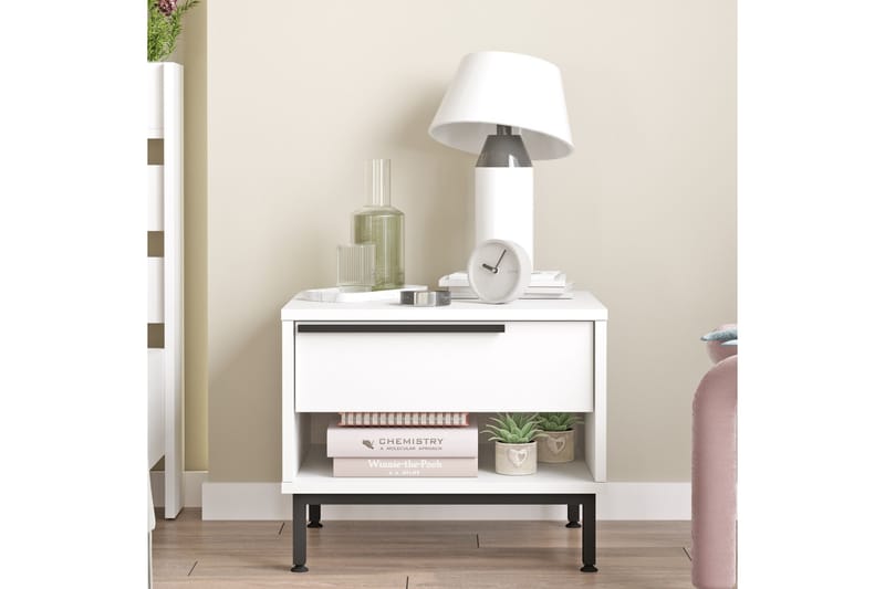 Liyakat Sängbord 53,6 cm Vit - Möbler - Sovrum - Sängbord