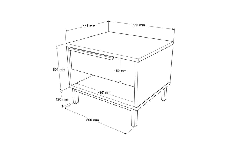 Liyakat Sängbord 53,6 cm - Vit - Möbler - Sovrum - Sängbord