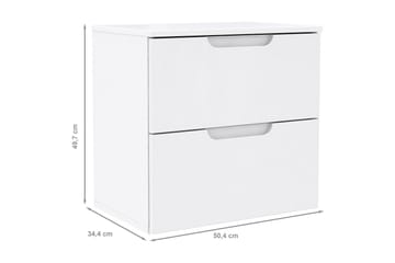Llanharry Sängbord 50 cm med Förvaring 2 Lådor - Vit - Möbler - Sovrum - Sängbord