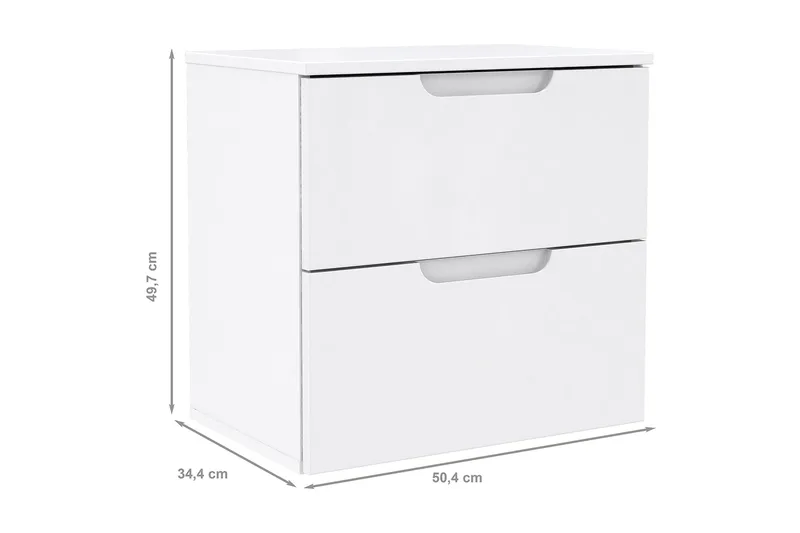 Llanharry Sängbord 50 cm med Förvaring 2 Lådor - Vit - Möbler - Sovrum - Sängbord